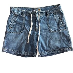 y2k Old Navy Blue Jeans Cargo Shorts Drawstring Waist